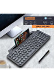 Bluetooth Klavye +2.4Ghz Kablosuz Kendinden Standlı Tablet Telefon Tv PC Android IOS Windows Numerik