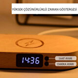 Kablosuz Şarj Cihazı Gece Lambası Masa Lambası LED Masa Lambası Başucu 10W Kablosuz Şarj USB Type-C