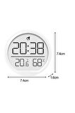 Dijital LCD Yuvarlak Duvar Masa Saati Mıknatıslı Buzdolabı Saati, Alarm + Sıcaklık & Nem Göstergeli