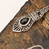 Kemerli Gümüş Zincirli Oltu Taşlı Kolye