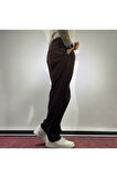 Pile Detaylı Baggy Kumaş Pantolon