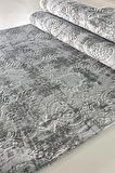 Kaymaz Tabanlı Kesme Kabartmalı Salon Koridor Mutfak Hali Gri Yolluk YMR Gri