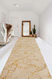 Kaymaz Tabanlı Kesme Kabartmalı Salon Koridor Mutfak Halısı 5036GLD Gold