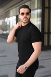 Erkek Bisiklet Yaka Petek Dokulu Kısa Kollu Triko Tişört
