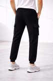 Erkek Jogger Eşofman Altı Regular Fit , Kargo Cepli, Lastikli Paça, Günlük Spor Pantolon - Siyah