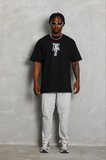 Erkek Baskılı T-Shirt Kısa Kol Bisiklet Yaka Regular Fit Rahat Kalıp Günlük Tişört - Siyah
