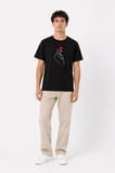 Erkek Kore Parmak Kalp Aşk Temalı Minimal Baskılı Tişört Yazlık Kısa Kol T-Shirt - Siyah