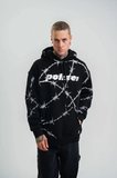 POLIZEI Premium Kalite Kapşonlu Varak Ve Pano Baskılı SweatShirt - Siyah