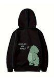 Sevgililer Günü Baskılı Oversize Kapüşonlu Sweatshirt Hoodie - Siyah
