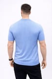 Erkek Kısa Kol Fitilli Triko T-Shirt Yazlık Hakim Yaka Tişört - Bebek Mavisi