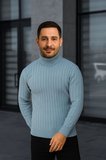 Erkek Fitilli Triko Kazak 3lÜ Set Bebek Mavisi Bej Siyah Regular Balıkcı Yaka Tam Boğazlı Triko Seti Modeli Kazak