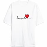 14 Şubat Tişört Sevgililer Günü İçin Özel Tasarım Love Baskılı T-shirt - Beyaz