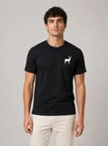 Erkek Minimal Geyik Logolu Tişört Bisiklet Yaka Kısa Kol Yazlık T-Shirt - Siyah