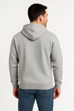 Erkek Üç İplik Kapüşonlu Tam Fermuarlı Kanguru Çepli SweatShirt Hoodie - Gri