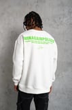 Erkek Oversize Sweatshirt – Beyaz Renk  Ön Ve Sırt Baskılı, Üç İplik İçi Pamuklu Kumaş, Rahat Kalıp, Ribanalı Kışlık Sweat  Winagain Polizei Serisi - Beyaz