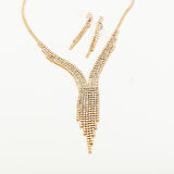 Biem Abiye Zirkon Su Yolu Taşlı Gold Renk Kolye Küpe Set