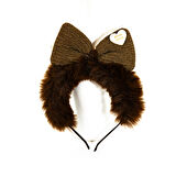 Biem Peluş Fiyonklu Taç Koyu Kahve