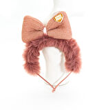 Biem Peluş Fiyonklu Taç Pembe