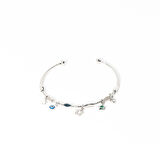 Biem İnce Charmlı Gümüş Renk Çelik Bileklik