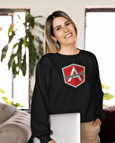Yazılımcılara Özel Angular Developer Baskılı, Unisex, Sıfır Yaka Regular Sweatshirt