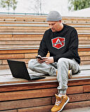 Yazılımcılara Özel Angular Developer Baskılı, Unisex, Sıfır Yaka Regular Sweatshirt