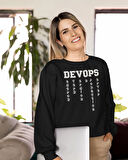 Yazılımcılara Özel Devops Baskılı, Unisex, Sıfır Yaka Regular Sweatshirt