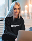  Yazılımcılara Özel Meta Baskılı Kangru Sweat (2'li Paket), Unisex, Regular Hoddie