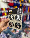 Universal Araç Uyumlu, Pejo Jant Göbeği Arması, Sticker 4'lü Set 60mm