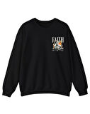 Baskılı Unisex, Sıfır Yaka Regular Sweatshirt