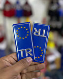 Tr Plaka Sticker 2'li - Türkiye Plaka Sticker - Tr Logolu, Mavi Renk