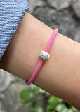 Gümüş Kazaziye Top Detaylı Pembe Bileklik