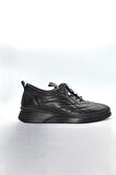 Kadın Siyah Hakiki Deri Akıllı Bağcıklu Günlük Ayakkabı