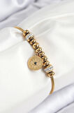 316L Çelik Zirkon Taşlı Göz Charm Model Gold Renk Kadın Bileklik