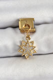 316L Çelik Sallantılı Zirkon Taşlı Yıldız Model Gold Renk Nomination Charm
