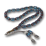 Gümüş Püsküllü Kapsül Kesim Sıkma Kehribar Tesbih