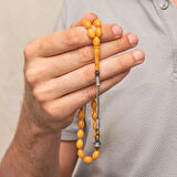 Gümüş Kazaz Püsküllü Sıkma Kehribar Tesbih