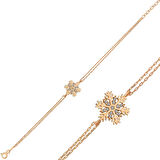 Gümüş Rose Kar Tanesi Kadın Bileklik