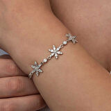 Gümüş Beyaz Lotus Çiçeği Kadın Bileklik