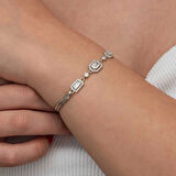 Gümüş Üçlü Baget Taşlı Kadın Bileklik