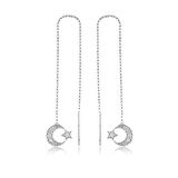 Gümüş Zincirli Ay Yıldız Küpe