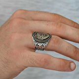 Gümüş Göktürkçe Türk Yazılı Kurt Kafası Erkek Yüzük