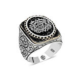 Gümüş Süleyman Mührü Oval Erkek Yüzük