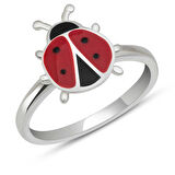 Gümüş Uğur Böceği Çocuk Kız Yüzük