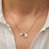 Gümüş Rose Anne Çocuk Eli Kadın Kolye