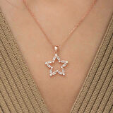 ​Gümüş Rose Baget Taşlı Yıldız Kolye