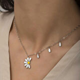 Gümüş Rodyum Papatya Seviyor Sevmiyor Kadın Kolye