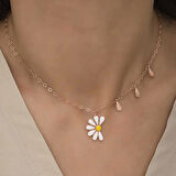 Gümüş Rose Papatya Seviyor Sevmiyor Kadın Kolye