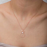 Gümüş Nisan Ayı Doğum Taşı Kedi Kadın Kolye