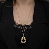 Gümüş Gold Kaplama Damla Çeyrek Takılabilen Kadın Kolye