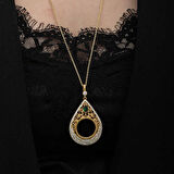 Gümüş Gold Kaplama Damla Çeyrek Takılabilen Kadın Kolye